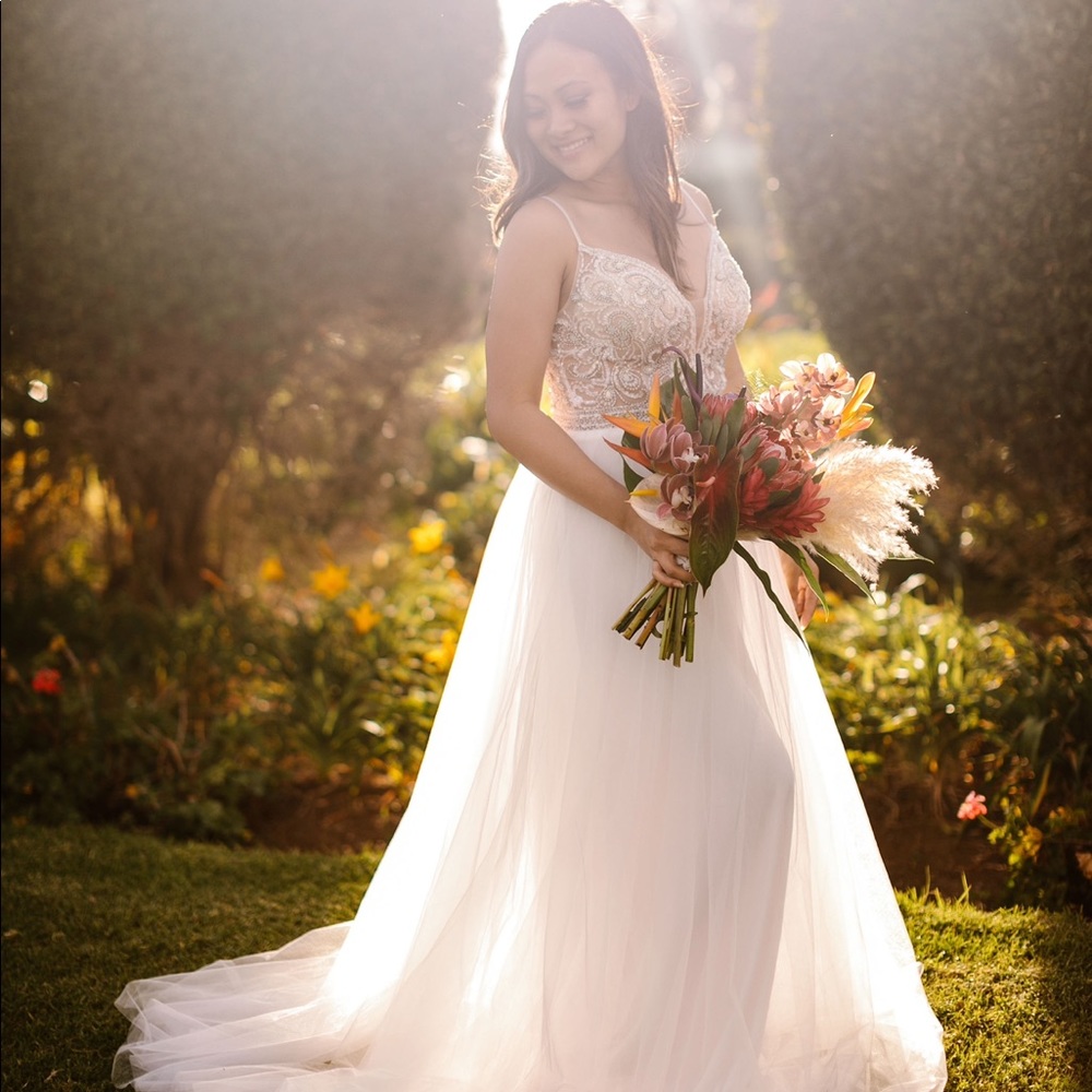 White Beaded Rhinestone Lace-Up Maxi Dress